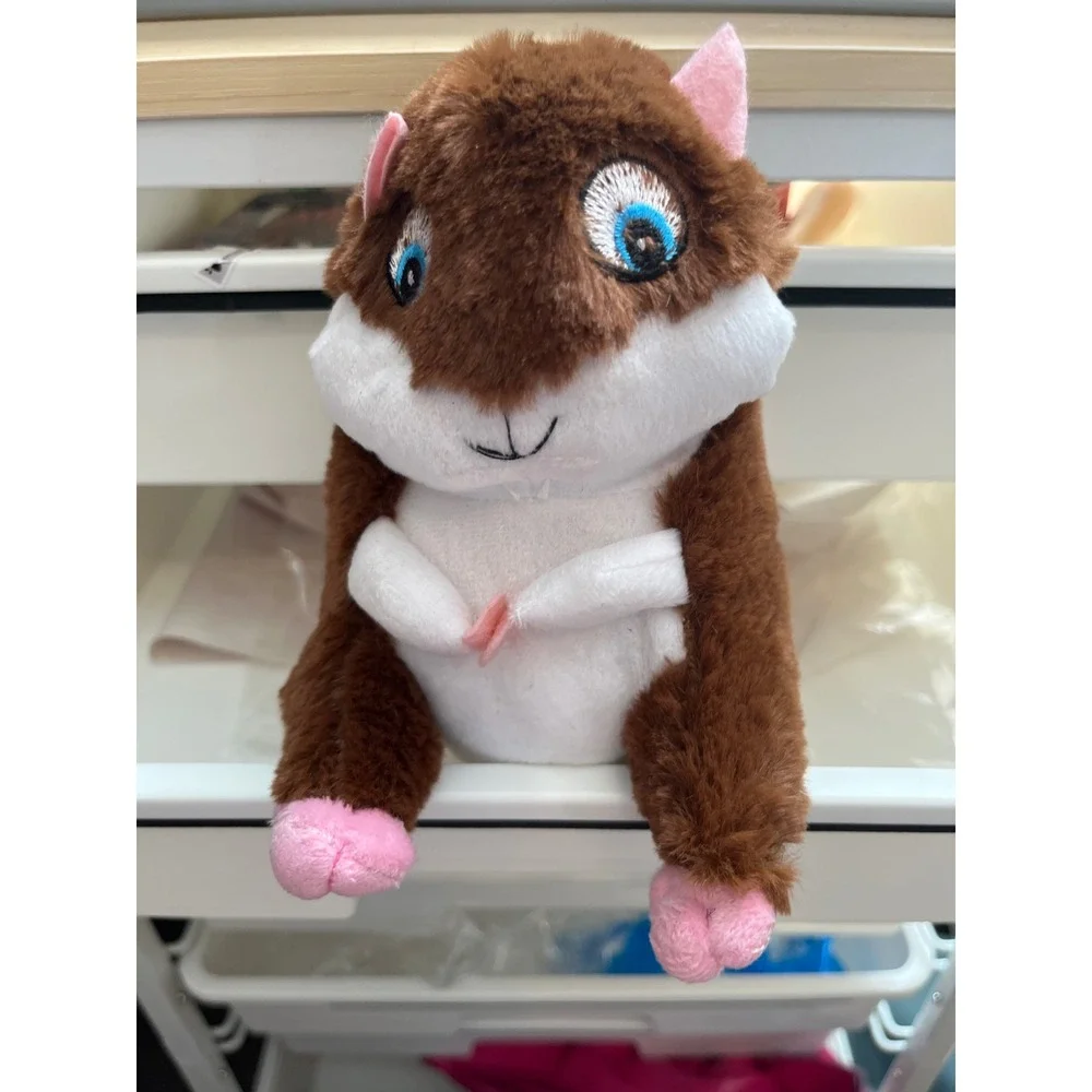 National Prize & Toys Brown White Hamster Plush Stuffed‎ Animal Blue Eyes 19-007